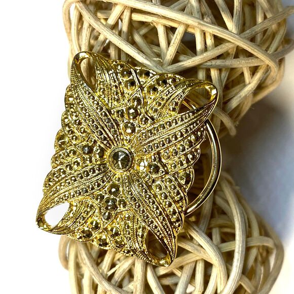Vintage Scarf Clip Gold Tone Jewelry Clothing Clip Gift for Her Retro Filigree - Picture 3 of 9